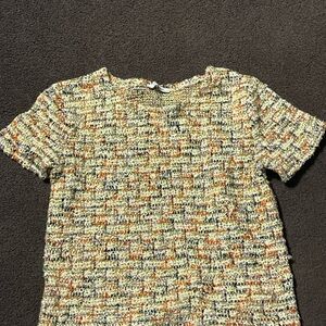 Zara Top Textured Knit in Orange, Black, and Cream